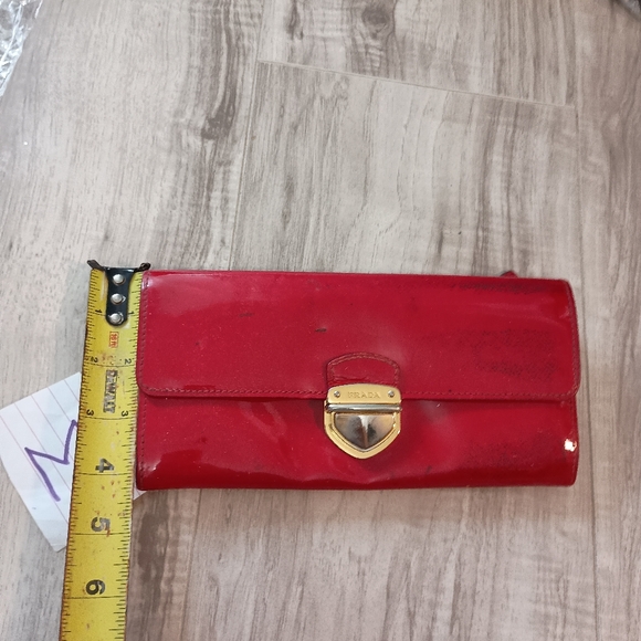 Auth PRADA Pink Patent Leather Gold-Tone Logo Womens Long Wallet - Picture 12 of 16